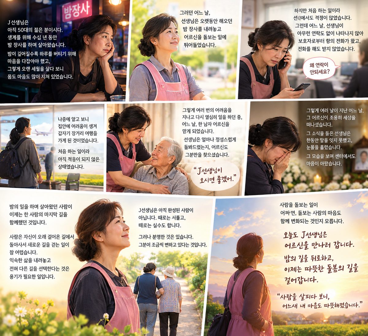 밤의 길을 떠나, 돌봄의 길로 — 이야기 사진